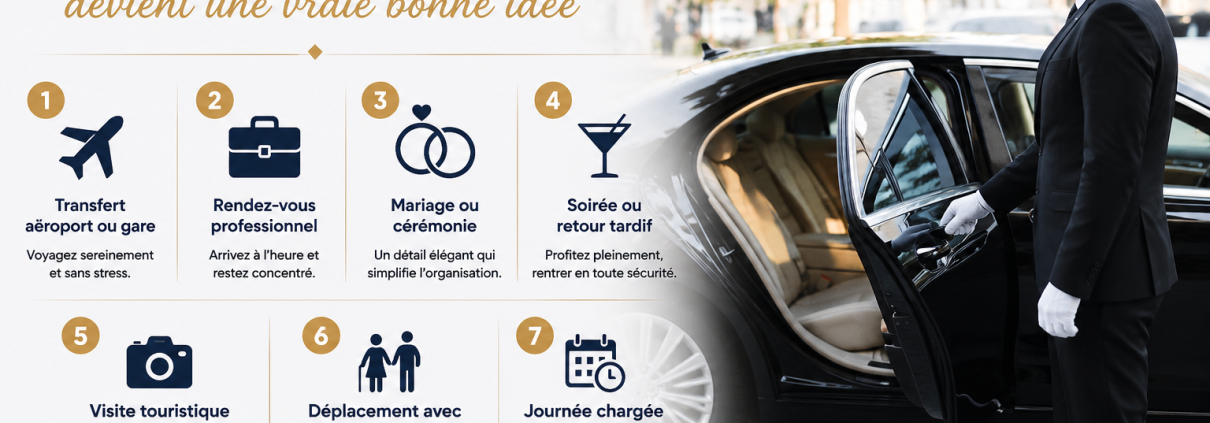 Chauffeur privé élégant ouvrant la portière d’une voiture haut de gamme pour un trajet confortable
