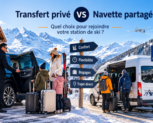 Comparatif entre transfert privé et navette partagée pour rejoindre une station de ski